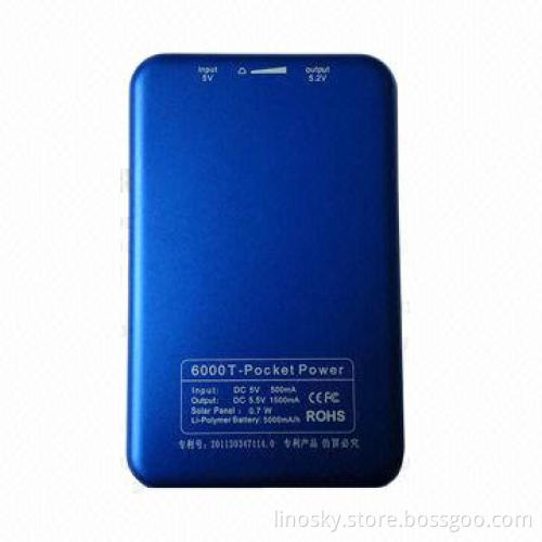 Solar power bank, measures 125x79x14mm